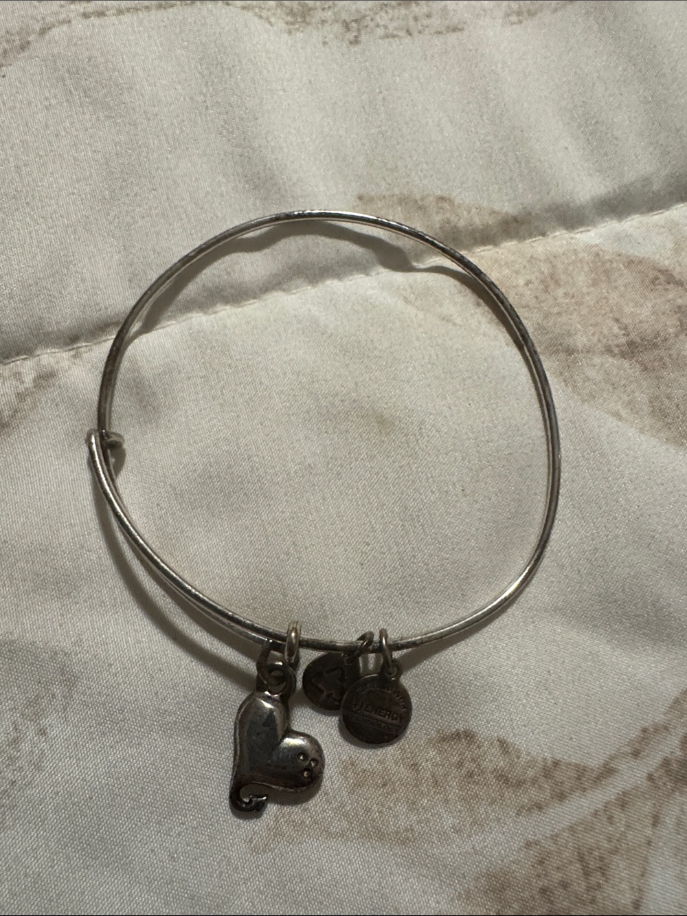 Alex and Ani Silver Heart Charm Bangle Bracelet
